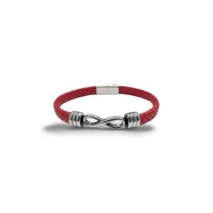 911f0e96-5f4c-4a44-95f8-2c9768849bfb bracelet en cuir rouge (argent)