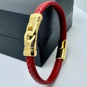 1000419821-1 Elégant bracelet cuir plaqué or