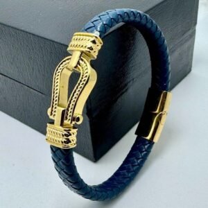 1000419822-1 Bracelet de luxe cuir plaqué or