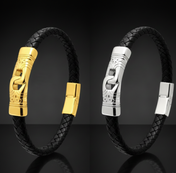 Bracelets cuir inoxydable or plaqué et argent