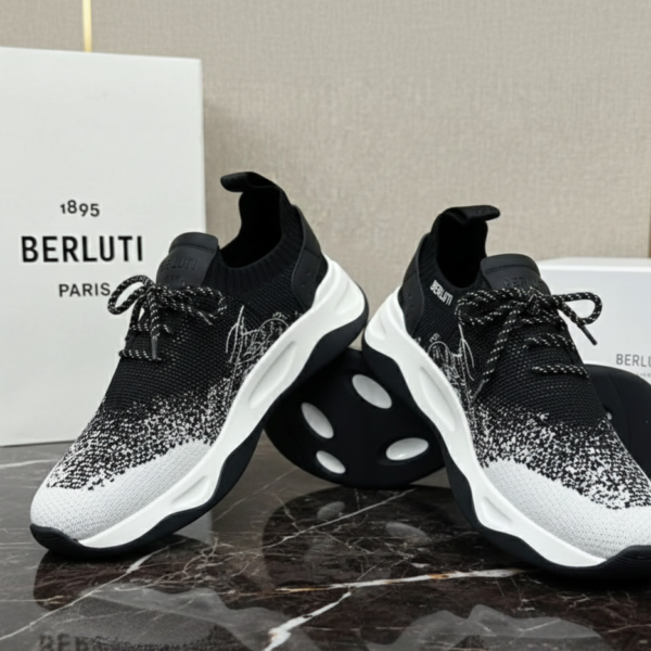 Baskets Berluti en maille bicolore : Élégance décontractée et confort