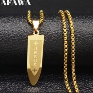 Collier à pendentif inoxydable Or plaqué Jésus