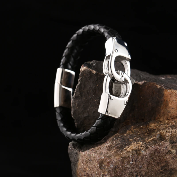 Bracelet Homme en Cuir et Argent
