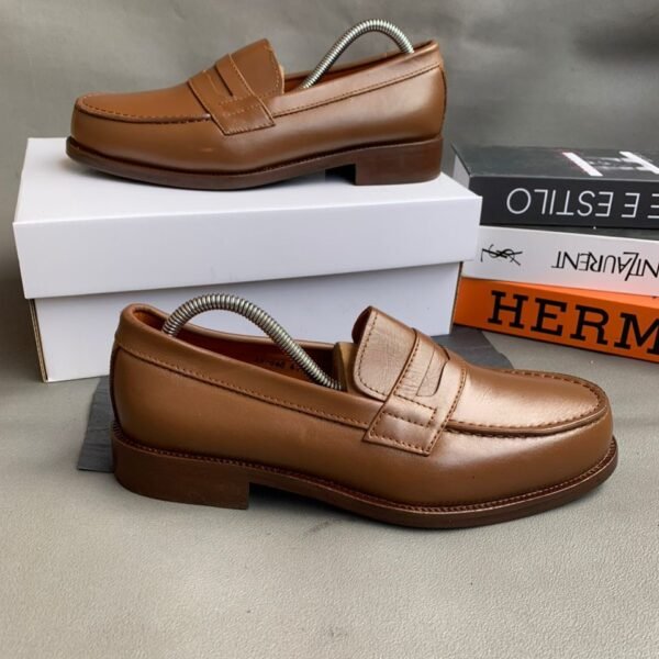 Mocassins Penny en Cuir Marron, Bleu et Violet