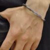 Bracelet Jonc Ouvert en Argent avec Motif Clé Grecque