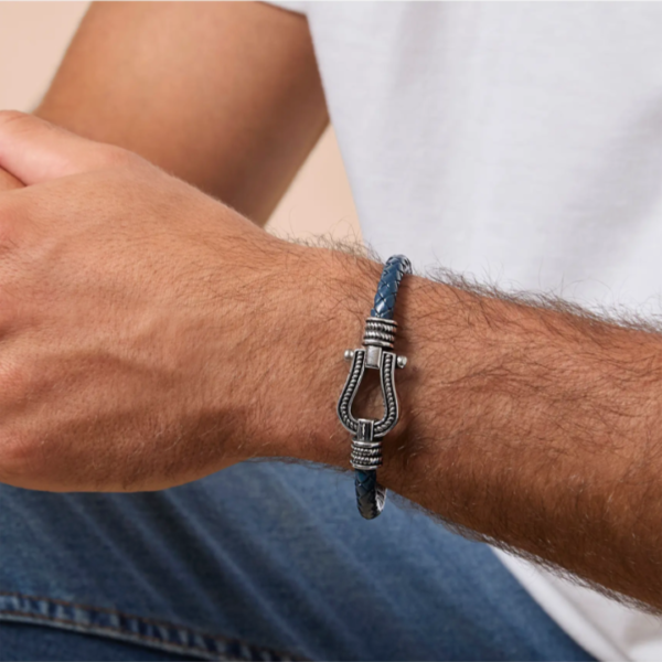 Bracelet horseshoe Navy cord